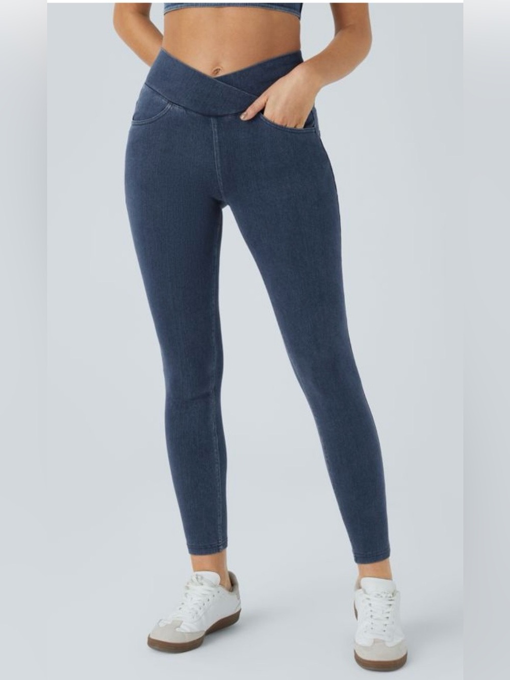 Halara Flex™ High Waisted Crossover
Pockets Denim Work Leggings